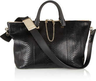Chloé Baylee large leather-trimmed python tote