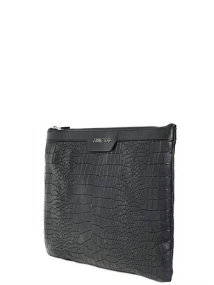 Jimmy Choo Crocodile Embossed Leather Pouch