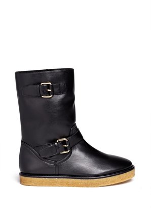 Faux-leather buckle boots