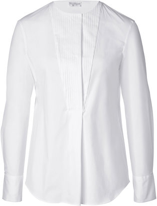 Brunello Cucinelli Stretch Cotton Blouse with Pintuck Details