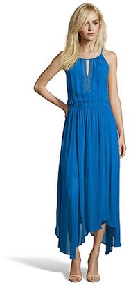 Chelsea Flower royal blue stretch halter sleeveless maxi dress