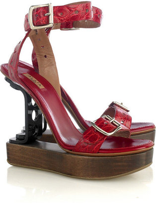 Alaia Steel heeled wedge sandals