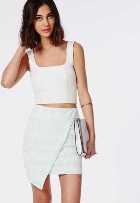 Missguided Limanta Lace Wrap Over Mini Skirt In Mint