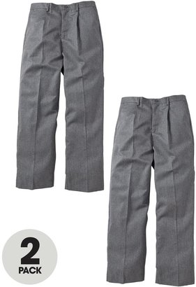 Top Class Boys Teflon Coated Slim Fit School Trousers (2 Pack)
