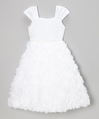 White Ruffle Shift Dress - Toddler & Girls