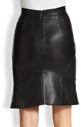 BCBGMAXAZRIA Taylon Seamed Leather Skirt