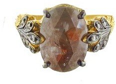 Cathy Waterman Rustic Diamond Oak Leafside Ring - Designer 22 Karat Gold