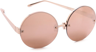 Linda Farrow Luxe 18k Rose Gold Round Sunglasses