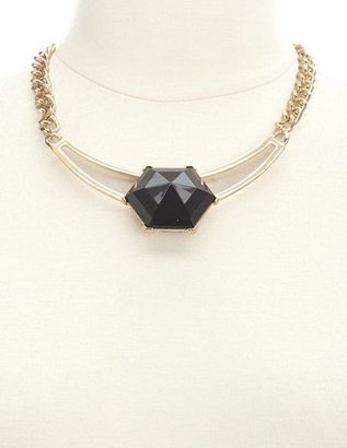Charlotte Russe Faceted Statement Stone Crescent Collar Necklace