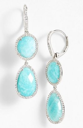 Nadri Amazonite & Sterling Silver Double Drop Earrings
