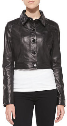 Neiman Marcus Cusp by Leather Western Crop Jacket, Black
