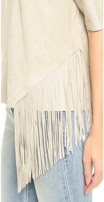 Derek Lam 10 Crosby Leather Top with Fringe