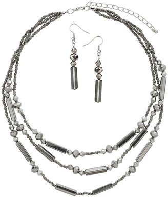 Tube and Bead Earring and Necklace Set
