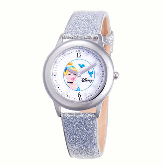 Disney Cinderella Glitz Tween Silver Leather Strap Watch