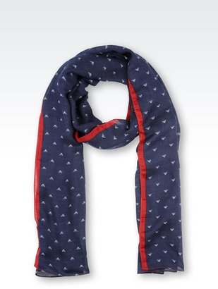 Armani Jeans Scarf In Logo Patterned Wool And Viscose