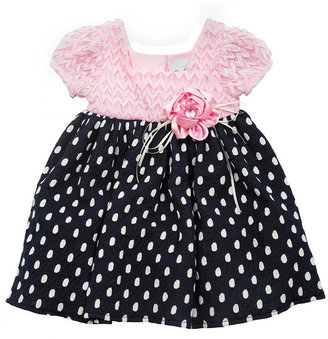 Rare Editions 3-24 Months Textured-Dotted Dress