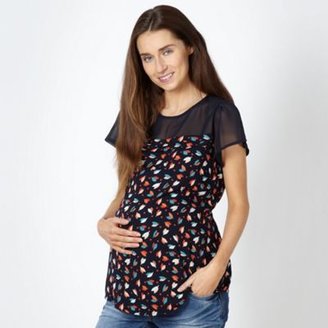 Red Herring Maternity Navy tulip print maternity top