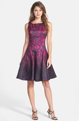 Taylor Dresses Print Shantung Fit & Flare Dress
