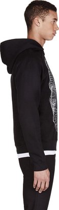 Christopher Kane Black Grid Face Graphic Hooded Sweater