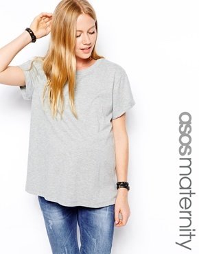 ASOS Maternity T-Shirt With Roll Sleeve - Gray marl