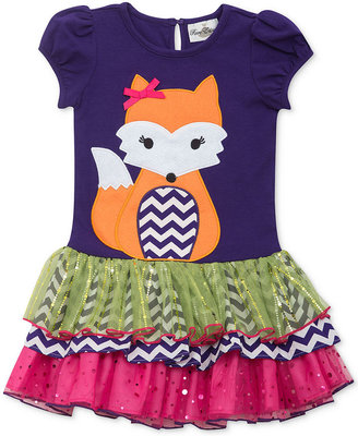 Rare Editions Little Girls' Mixed Print Fox Dress