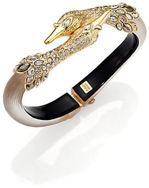 Alexis Bittar Imperial Lucite & Crystal Kissing Swan Bracelet