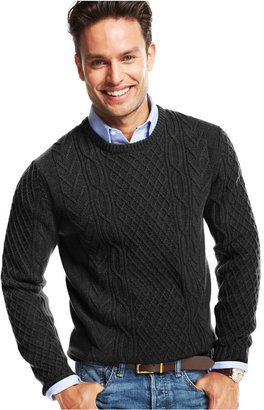 Club Room Wool/Cashmere Blend Cable Crew Neck Sweater