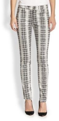7 For All Mankind Houndstooth Plaid Skinny Jeans
