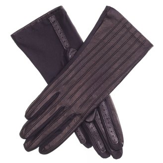 Black Ultra-Comfort Stretch Leather Gloves with Silk Lining