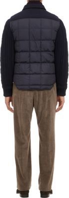 Fay Twill, Cable Knit & Quilted Tech-Fabric Combo Jacket-Blue