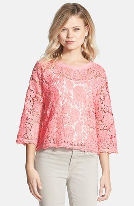 Chelsea28 Embroidered Rose Lace Top