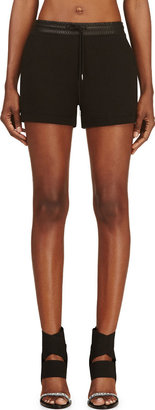 Alexander Wang T by Black Cotton & Leather Shorts