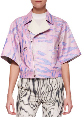 3.1 Phillip Lim Short Kimono-Sleeve Moto Jacket, Pink