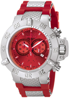 Invicta Men's Swiss Chronograph Specialty Stainless Steel and Red Silicone Strap Watch 50mm 1379