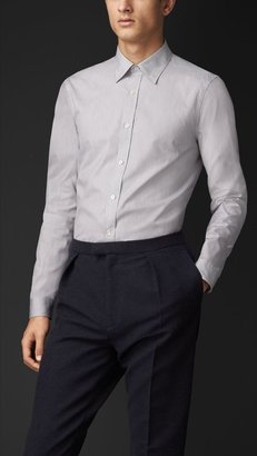 Burberry Classic Fit Microstripe Cotton Shirt , Size: 37, White