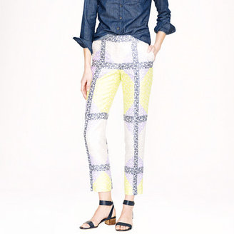 J.Crew Collection wool-silk cropped pant in windowpane floral