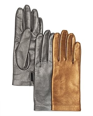 Bloomingdale's Metallic Leather Driver Gloves