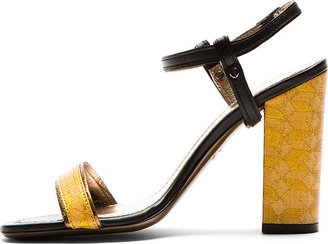Lanvin Gold Metallic Brocade Sandals