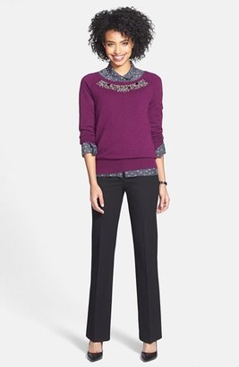 Halogen Embellished Neck Cashmere Sweater