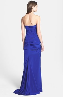 Nicole Miller Pleated Strapless Gown