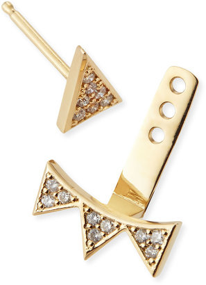 Sydney Evan Single Earring with Diamond Triangle & 3-Triangle Ear Jacket