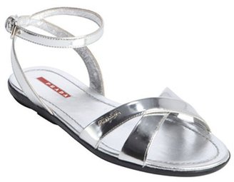 Prada silver leather anklestrap sandals