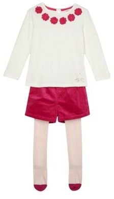 Ted Baker Girl's pink 3D flower top shorts and tights set