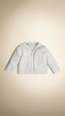 Burberry Cable Knit Detail Cotton Cardigan