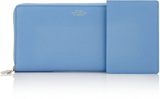 Smythson Women's Panama Zip-Around Travel Wallet-LIGHT BLUE, BLUE