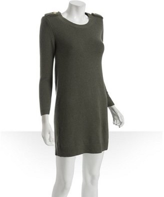 Theory olive cashmere 'Ebelle' shoulder detail dress