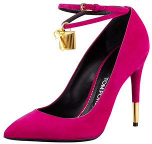 Tom Ford Padlock Ankle-Wrap Suede Pump