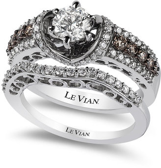 Le Vian Bridal Chocolate Diamonds and White Certified Diamond Engagement Set in 14k White Gold (1-1/2 ct. t.w.)