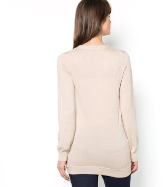 Laura Clement Long-Sleeved V-Neck Cardigan in Silk/Cotton/Cashmere