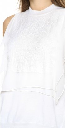 Thakoon Chiffon Front Embroidered Shell